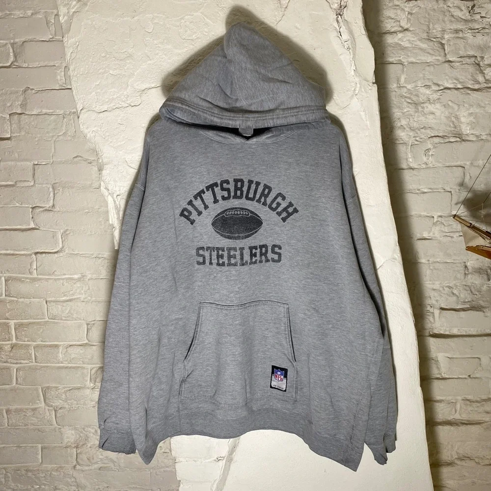 Reebok On Field NFL Pittsburgh Steelers Hoodie Mens 2XL Gray 2000s